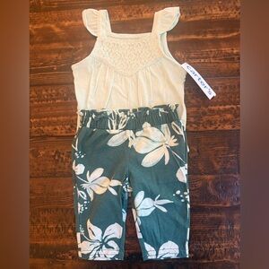 Carter's Mint Green Ruffle Tank Onesie and Green Floral Bottoms 3 Months
